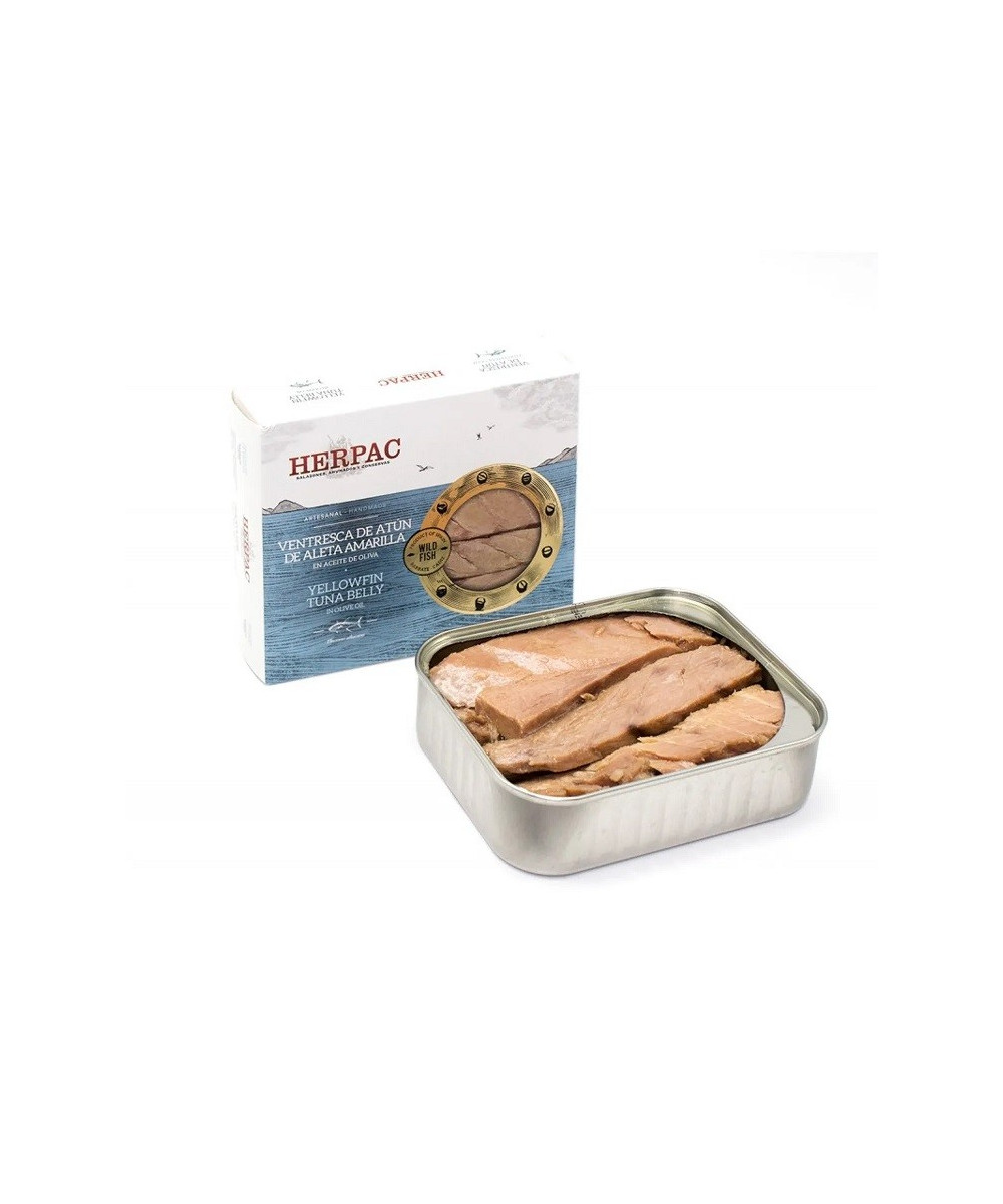 VENTRESCA DE ATÚN DE ALETA AMARILLA EN ACEITE DE OLIVA LATA 245g. HERPAC BARBATE