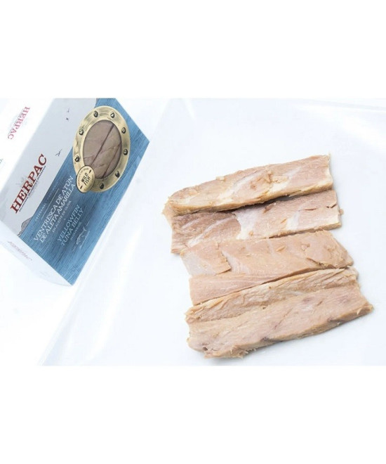 VENTRESCA DE ATÚN DE ALETA AMARILLA EN ACEITE DE OLIVA LATA 245g. HERPAC BARBATE