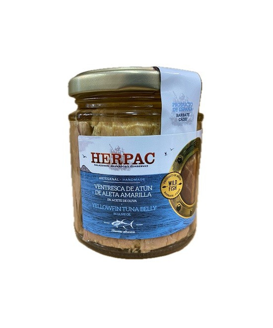 VENTRESCA DE ATÚN DE ALETA AMARILLA EN ACEITE DE OLIVA TARRO 250g. HER