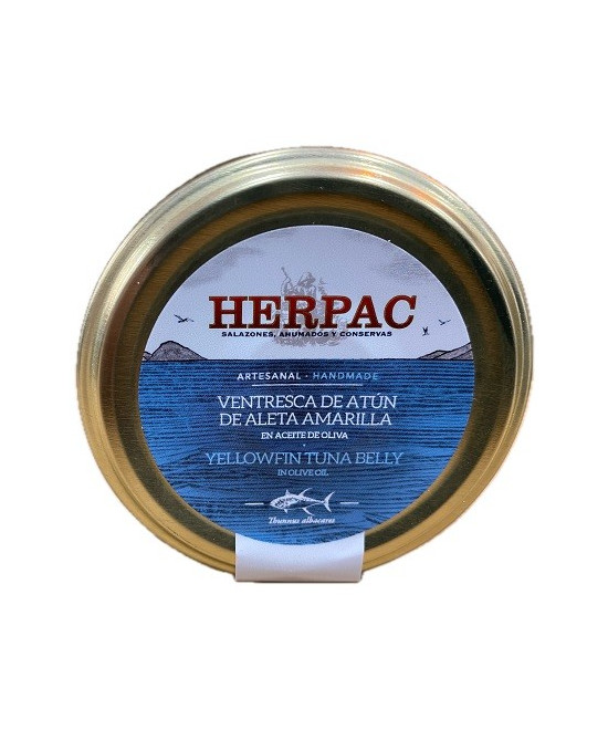 VENTRESCA DE ATÚN DE ALETA AMARILLA EN ACEITE DE OLIVA TARRO 250g. HERPAC BARBATE