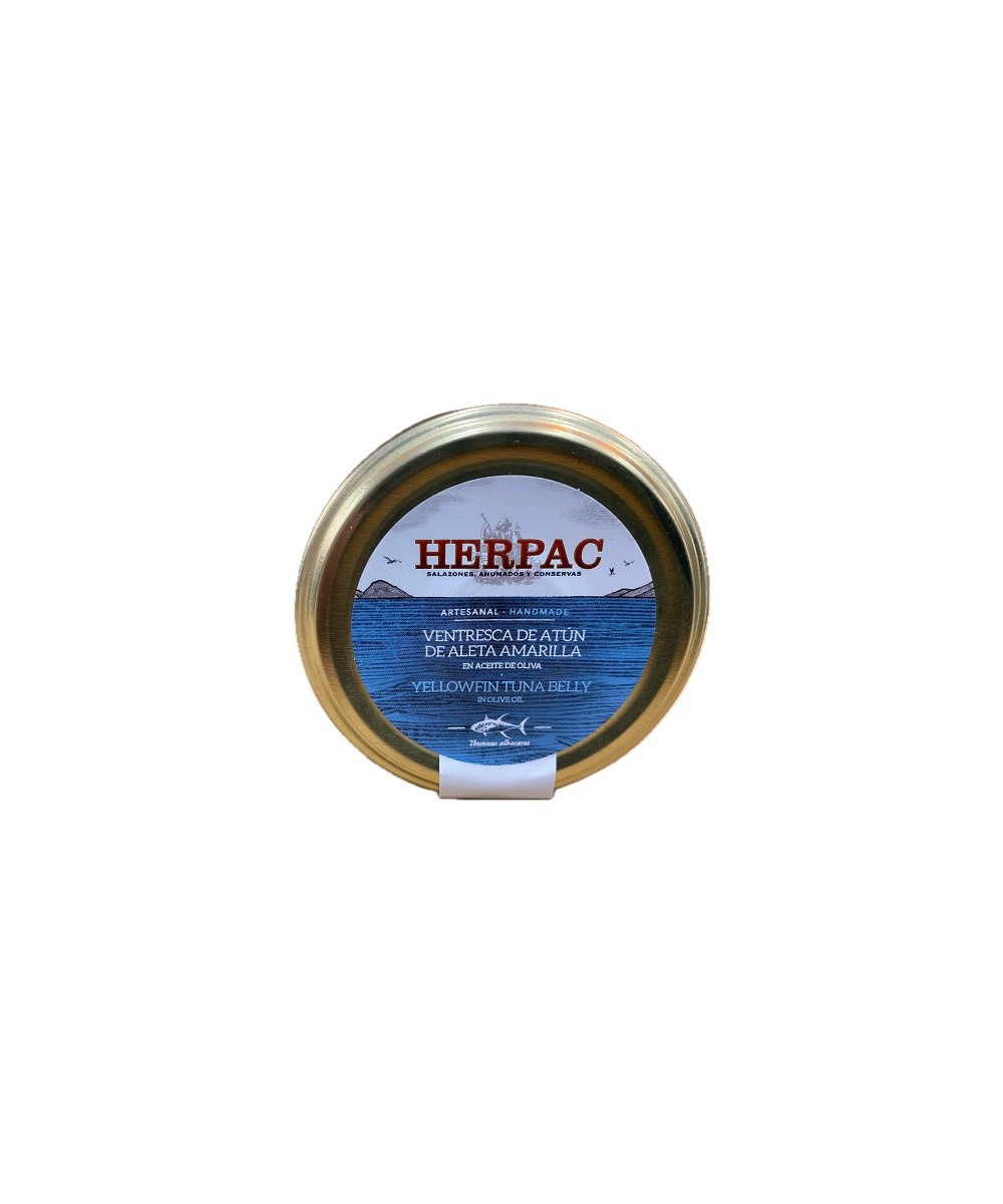 VENTRESCA DE ATÚN DE ALETA AMARILLA EN ACEITE DE OLIVA TARRO 250g. HERPAC BARBATE