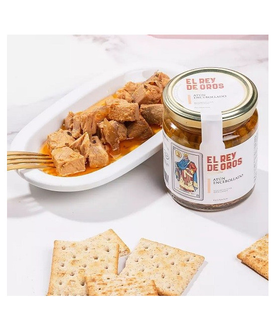 TARRO DE ATÚN ENCEBOLLADO 250 gr. EL REY DE OROS BARBATE