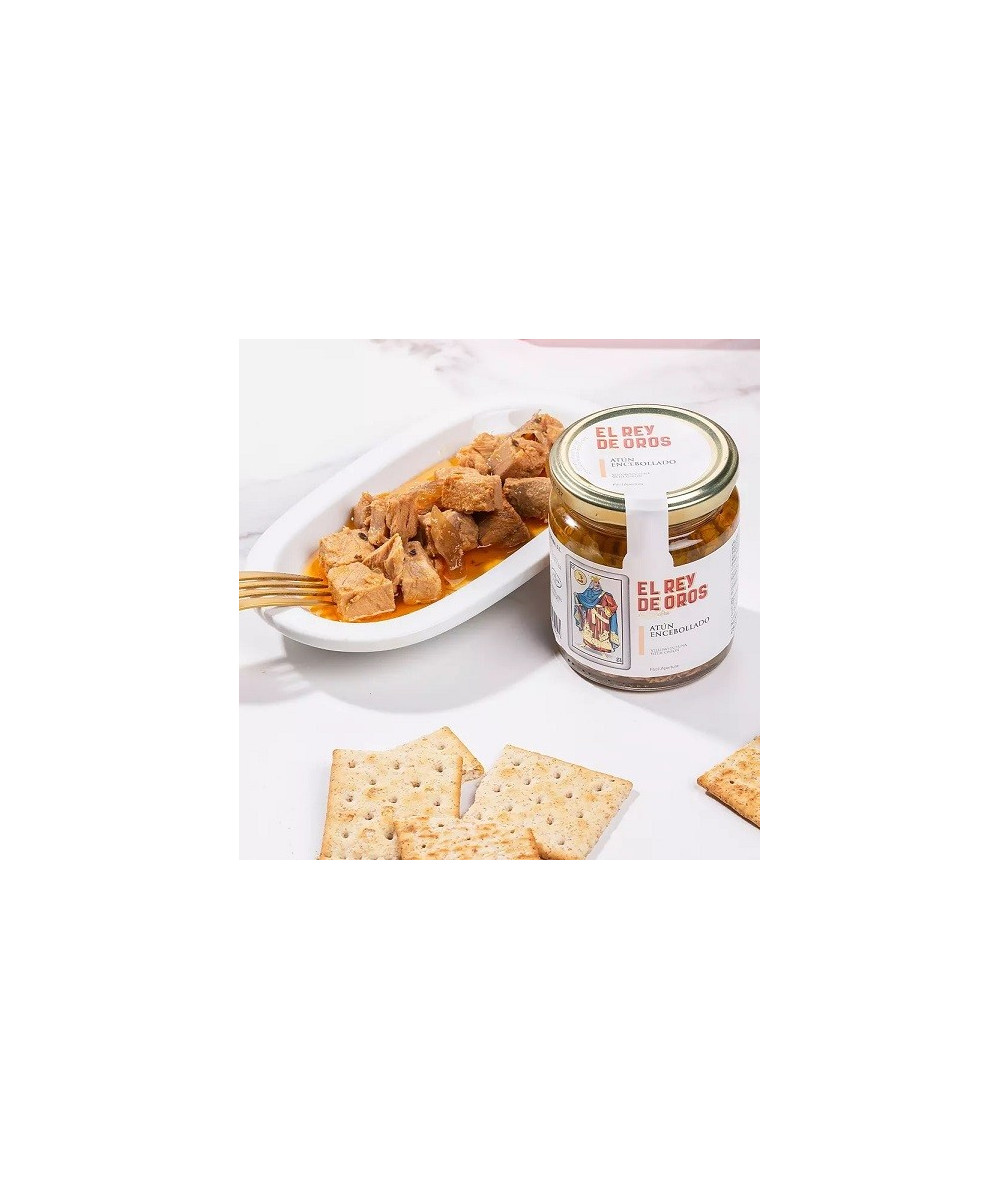 TARRO DE ATÚN ENCEBOLLADO 250 gr. EL REY DE OROS BARBATE