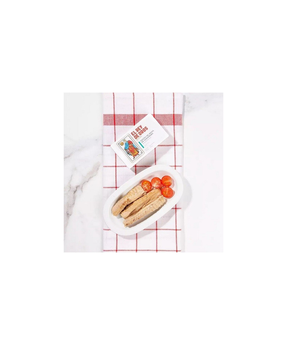 FILETES DE MELVA DE ALMADRABA EN ACEITE DE OLIVA LATA 120g. EL REY DE OROS BARBATE
