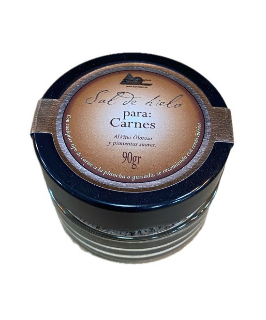 SAL DE HIELO PARA CARNES AL VINO OLOROSO Y PIMIENTAS SUAVES 90 gr. SALINAS SAN VICENTE SAN FERNANDO