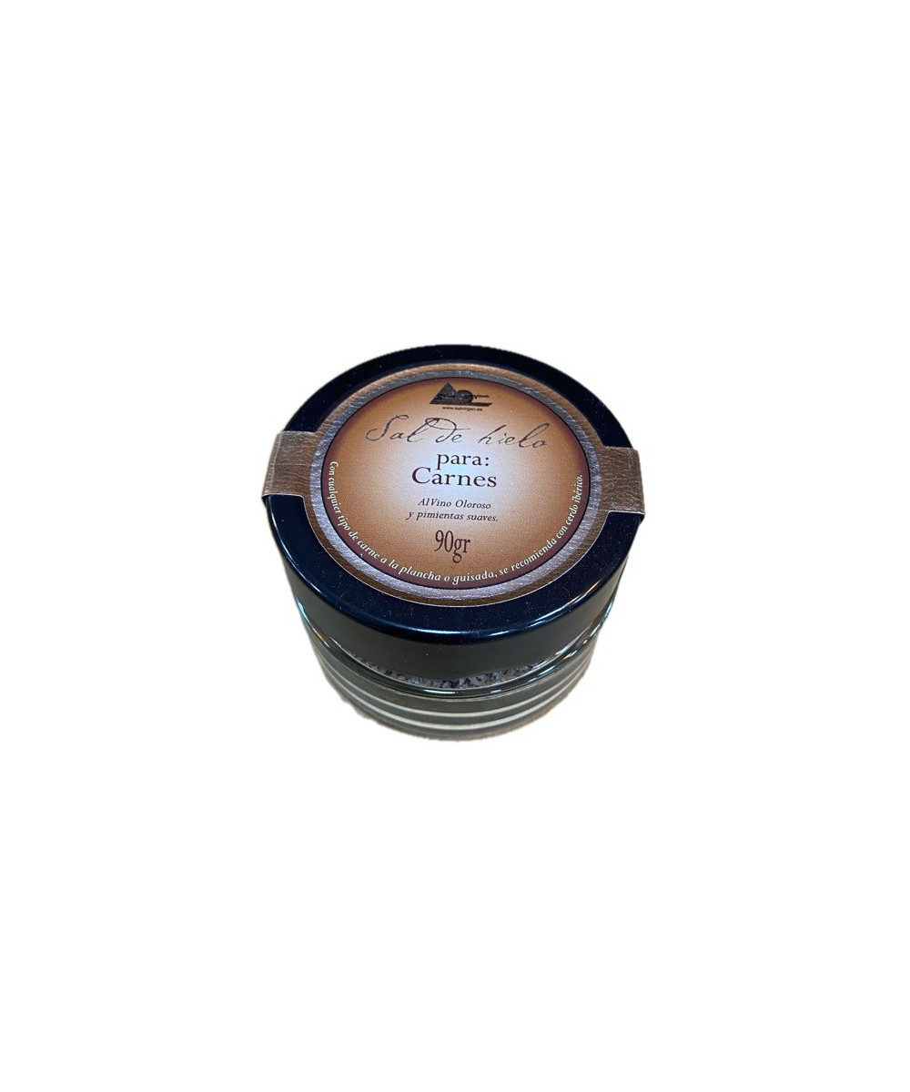SAL DE HIELO PARA CARNES AL VINO OLOROSO Y PIMIENTAS SUAVES 90 gr. SALINAS SAN VICENTE SAN FERNANDO