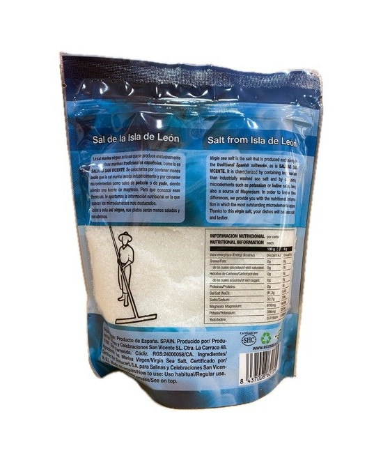 SAL MARINA VIRGEN (FINA) NATURAL Y ECOLÓGICA 750 gr. SALINAS SAN VICENTE SAN FERNANDO