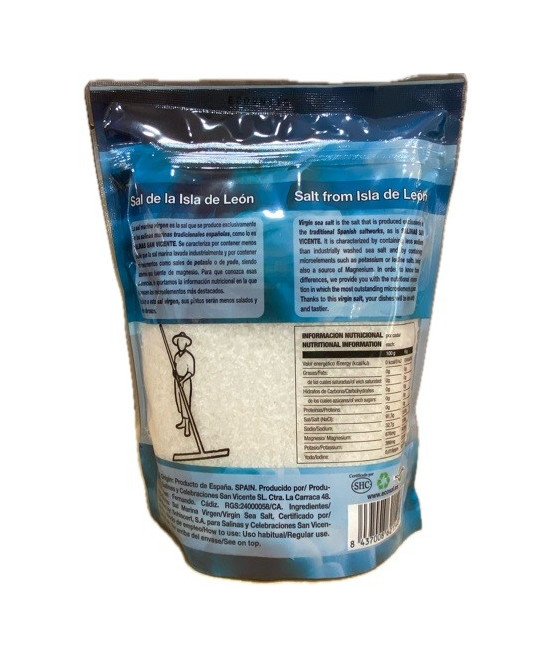 SAL MARINA VIRGEN (GRUESA) NATURAL Y ECOLÓGICA 1 kg. SALINAS SAN VICENTE SAN FERNANDO