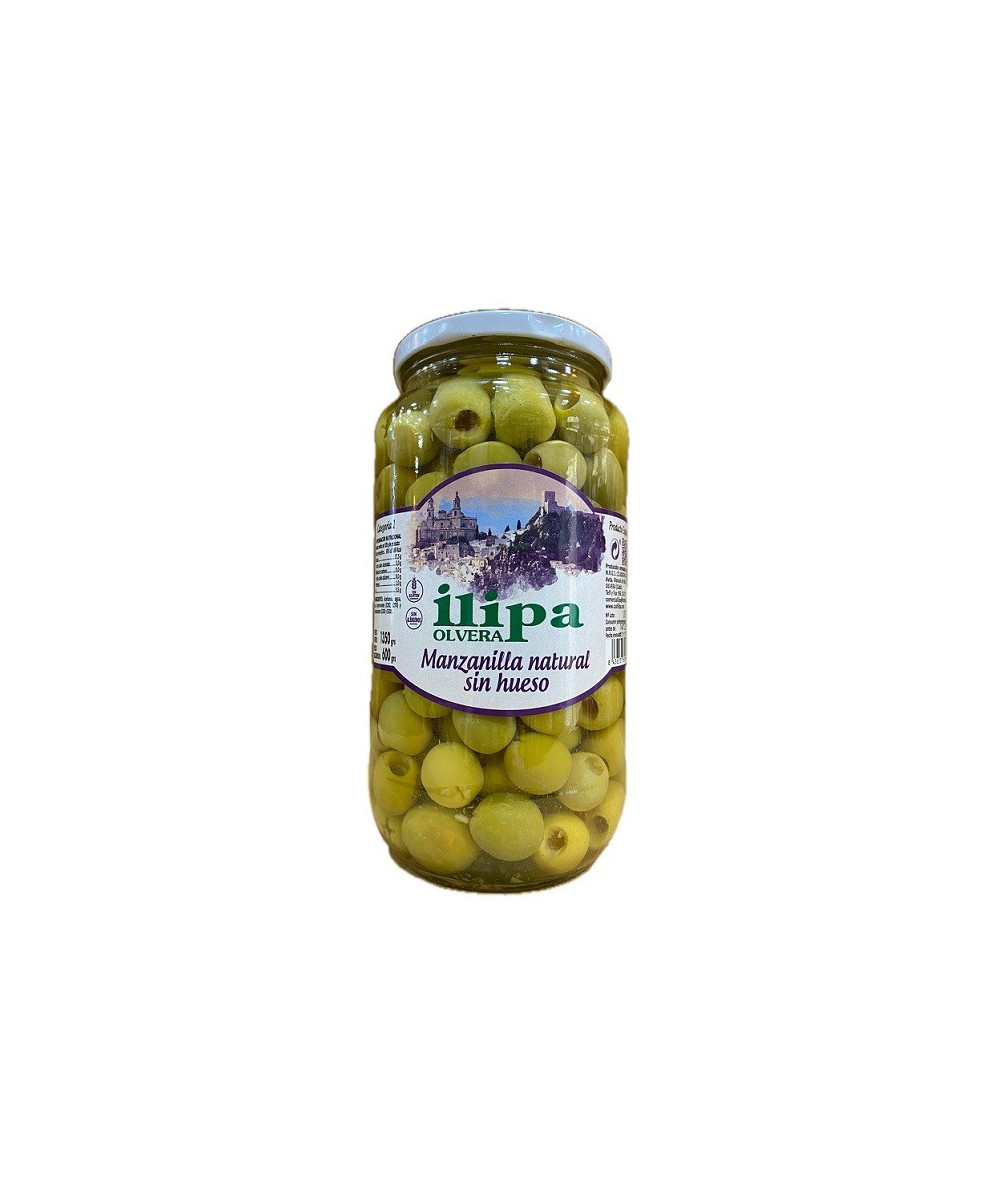 ACEITUNAS MANZANILLA NATURAL SIN HUESO ILIPA OLVERA TIERRA DE CÁDIZ