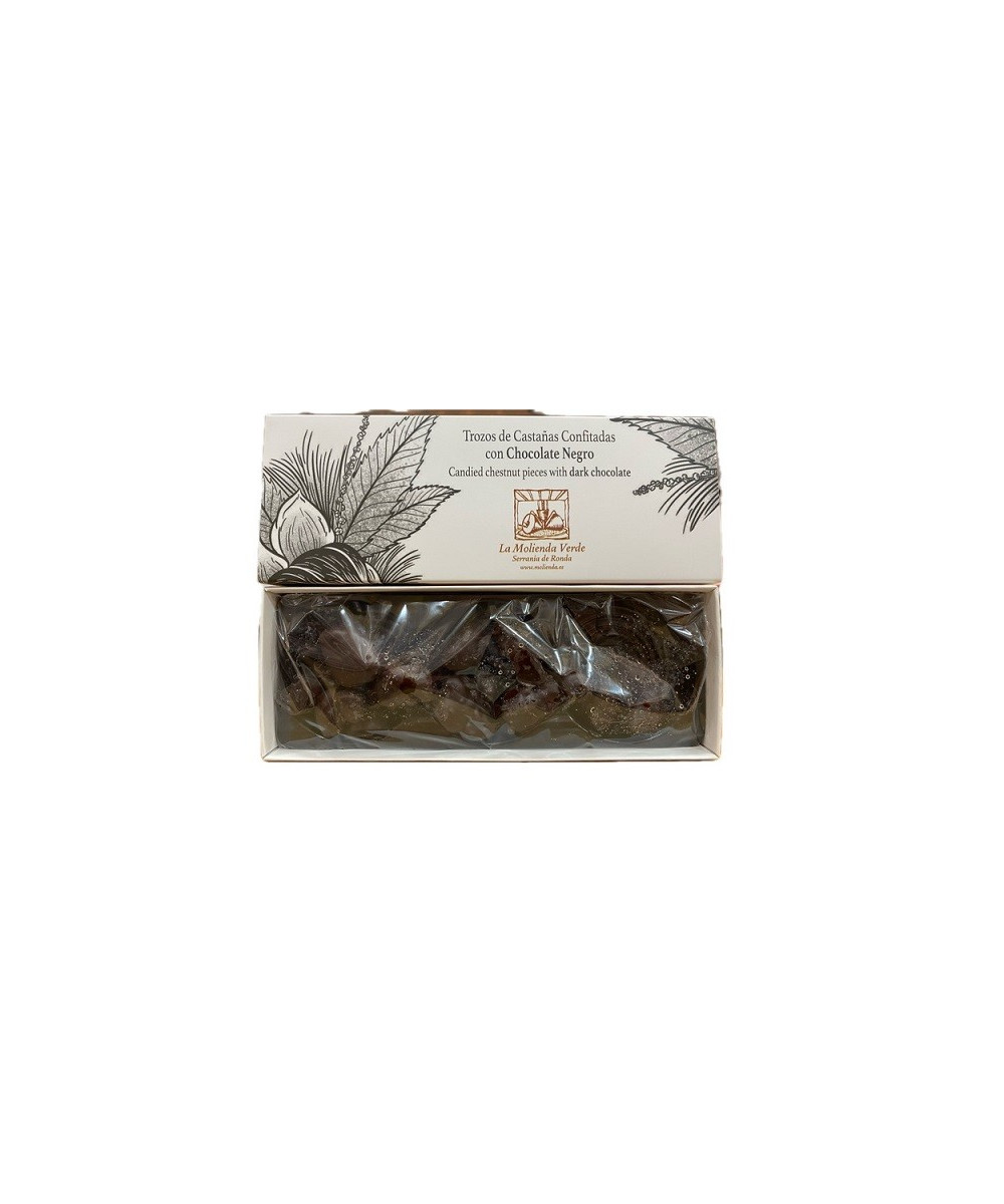 TROZOS DE CASTAÑAS CONFITADAS CON CHOCOLATE NEGRO 150 gr