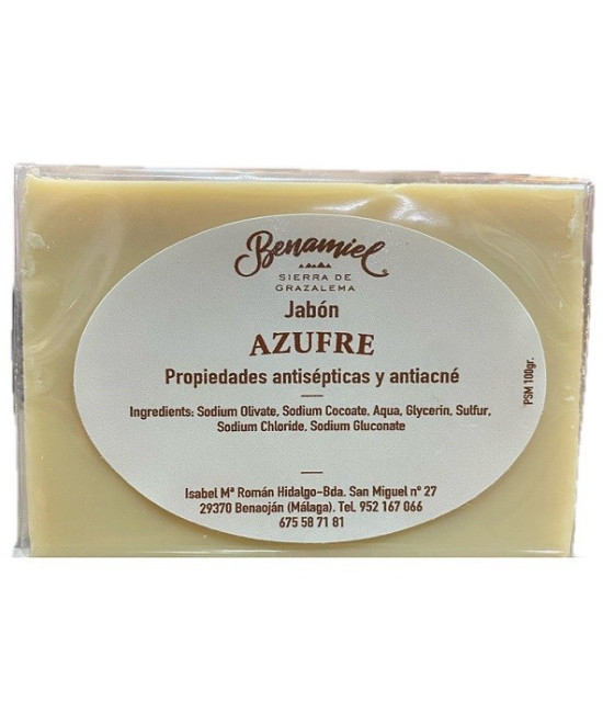 JABÓN DE AZUFRE 100G BENAMIEL PIEL GRASA ACNÉ ANTISÉPTICO SIERRA DE GRAZALEMA