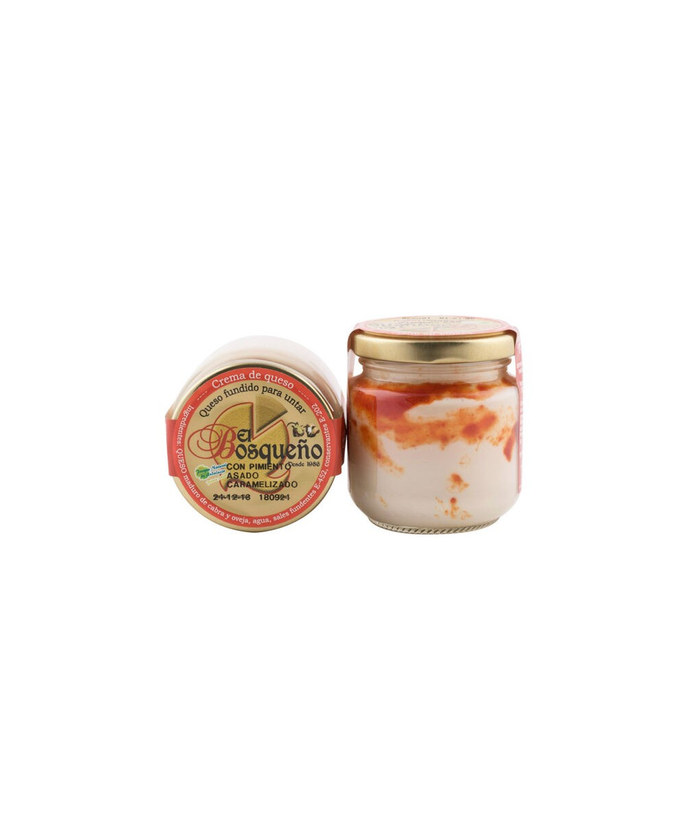 CREMA DE QUESO CON PIMIENTOS ASADOS CARAMELIZADOS EL BOSQUEÑO TARRO  130 gr. 