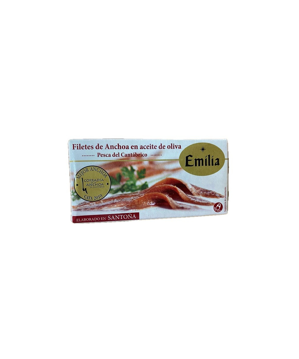 ANCHOAS DEL CANTÁBRICO 48G CONSERVAS EMILIA FILETES EN ACEITE DE OLIVA SANTOÑA
