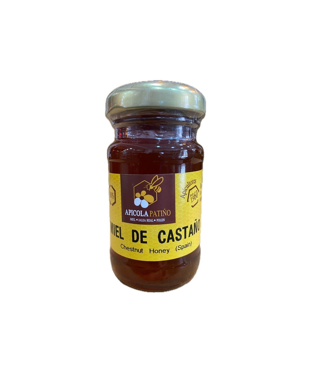 MIEL DE CASTAÑO APÍCOLA PATIÑO 80 G – TARRO GOURMET ARTESANAL DE CONIL (CÁDIZ)
