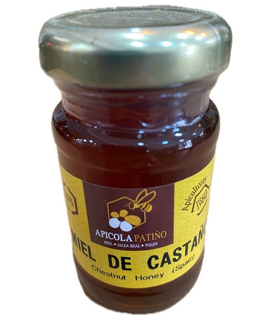MIEL DE CASTAÑO APÍCOLA PATIÑO 80 G – TARRO GOURMET ARTESANAL DE CONIL (CÁDIZ)