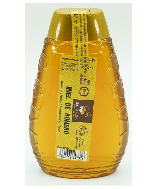 MIEL ROMERO TARRO 500 gr ANTIGOTEO APICOLA PATIÑO CÁDIZ