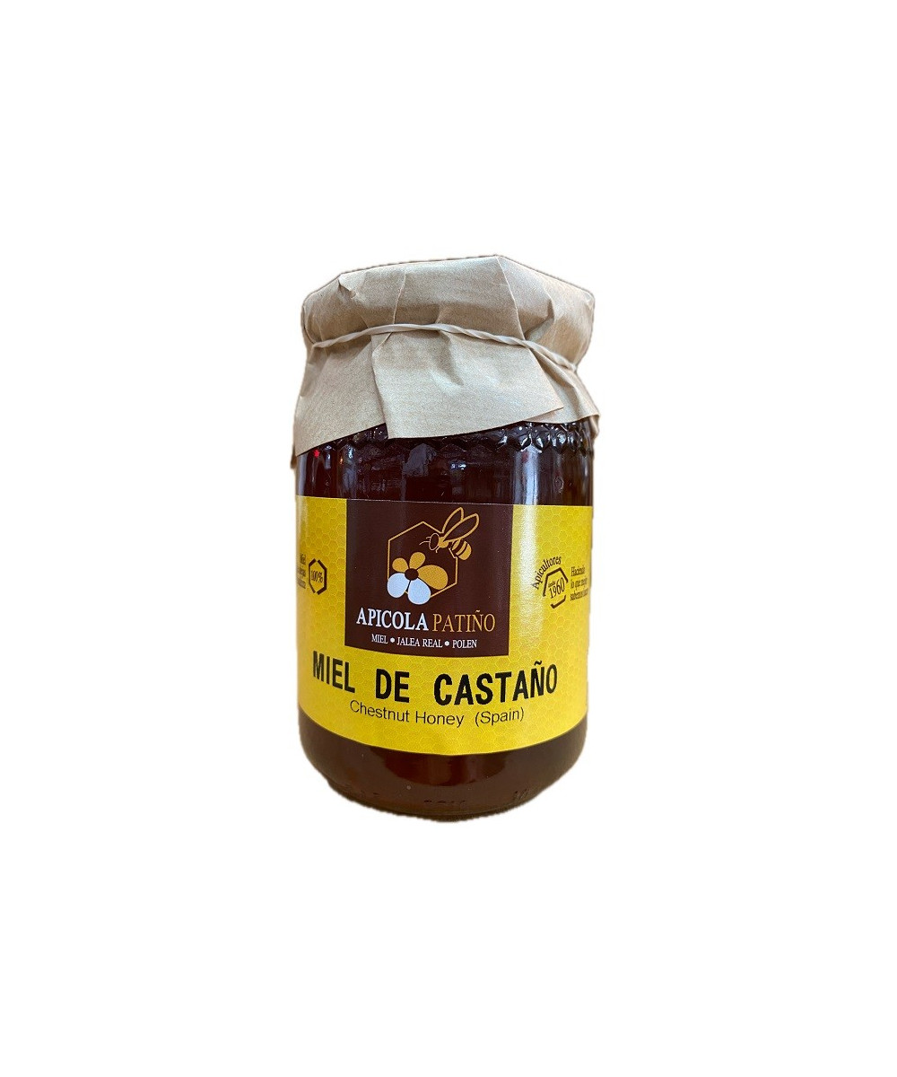 MIEL DE CASTAÑO APÍCOLA PATIÑO 500 G – TARRO ARTESANAL GRAN FORMATO DE CONIL (CÁDIZ)