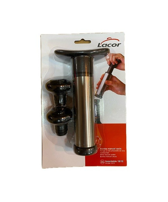 BOMBA MANUAL DE VACIO PARA BOTELLAS DE VINO CON DOS TAPONES