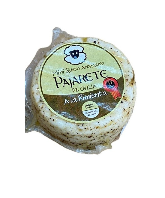 MINI QUESO DE OVEJA A LA PIMIENTA NEGRA 95 gr Aprox. QUESOS PAJARETE VILLAMARTÍN CÁDIZ