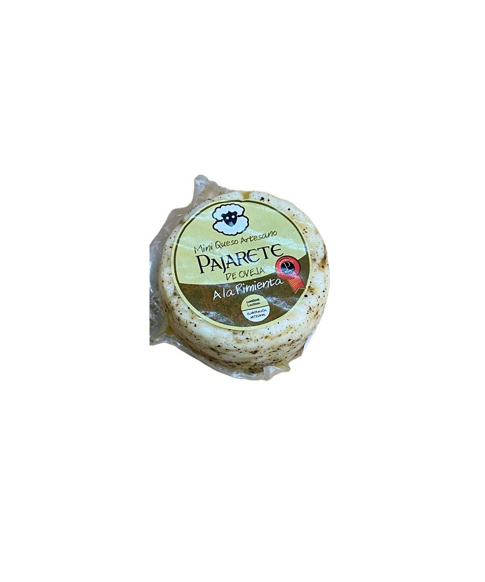 MINI QUESO DE OVEJA A LA PIMIENTA NEGRA 95 gr Aprox. QUESOS PAJARETE VILLAMARTÍN CÁDIZ