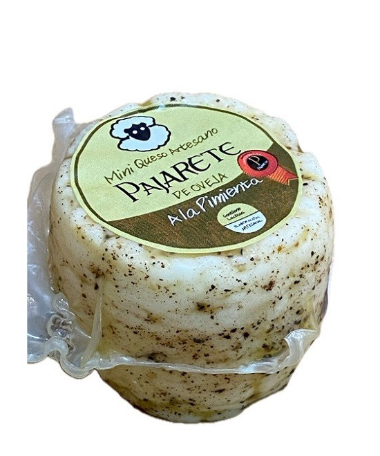 MINI QUESO DE OVEJA A LA PIMIENTA NEGRA 95 gr Aprox. QUESOS PAJARETE VILLAMARTÍN CÁDIZ