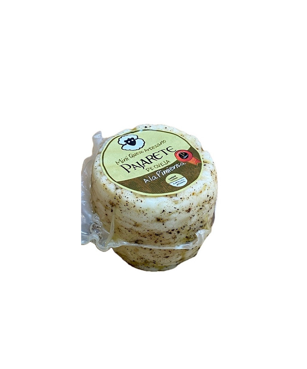 MINI QUESO DE OVEJA A LA PIMIENTA NEGRA 95 gr Aprox. QUESOS PAJARETE VILLAMARTÍN CÁDIZ