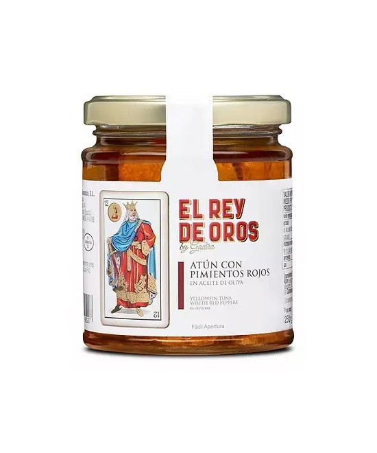 TARRO DE ATÚN CON PIMIENTOS ROJOS 250 gr. EL REY DE OROS BARBATE