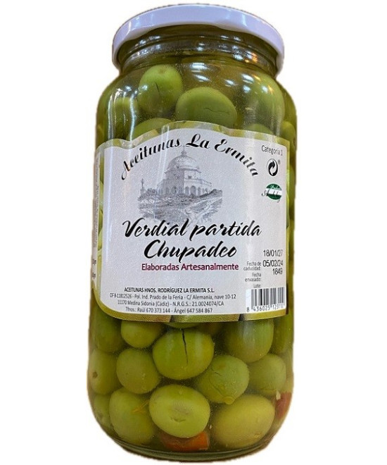 ACEITUNAS VERDIAL PARTIDAS CHUPADEO 1350 gr. ACEITUNAS LA ERMITA