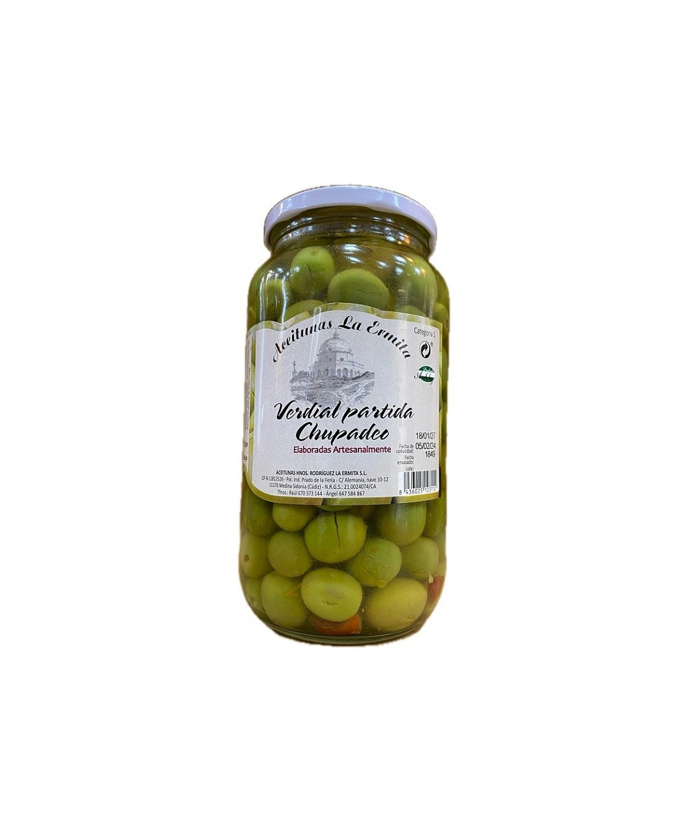 ACEITUNAS VERDIAL PARTIDAS CHUPADEO 1350 gr. ACEITUNAS LA ERMITA
