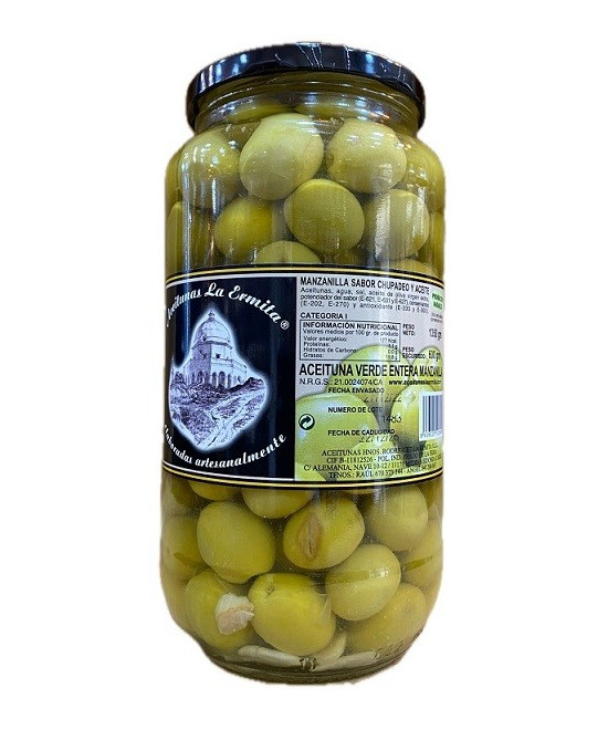 ACEITUNAS VERDES ENTERA MANZANILLA 1350 gr. ACEITUNAS LA ERMITA