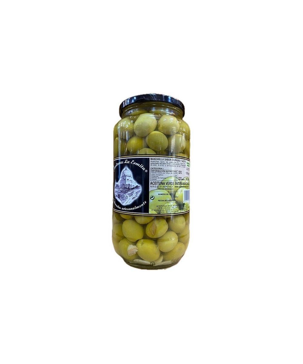 ACEITUNAS VERDES ENTERA MANZANILLA 1350 gr. ACEITUNAS LA ERMITA