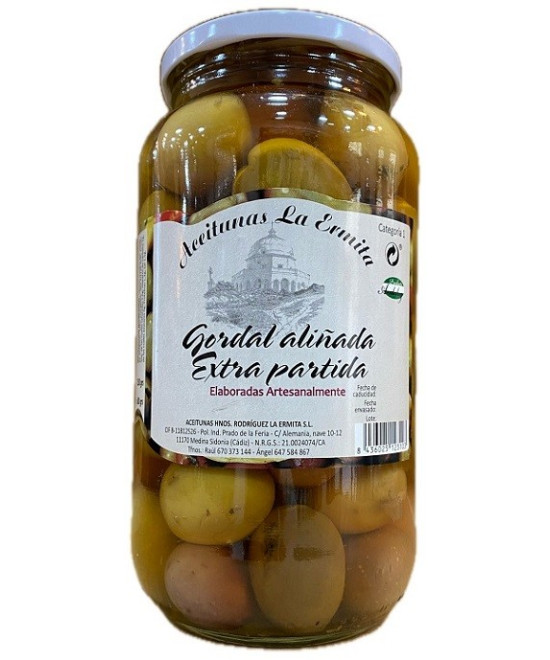 ACEITUNAS GORDAL ALIÑADAS EXTRA PARTIDAS 1350 gr. ACEITUNAS LA ERMITA