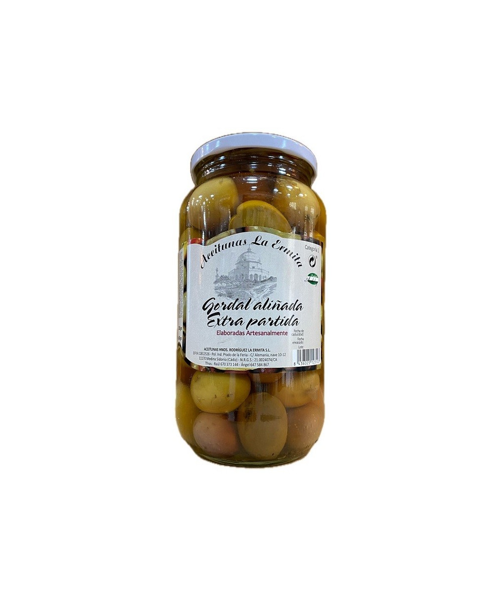 ACEITUNAS GORDAL ALIÑADAS EXTRA PARTIDAS 1350 gr. ACEITUNAS LA ERMITA