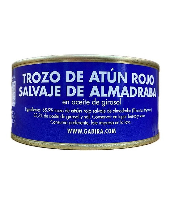 TROZOS DE ATÚN ROJO SALVAJE DE ALMADRABA EN ACEITE DE GIRASOL LATA 975