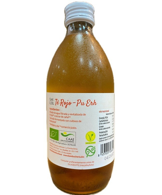 BIO KOMBUCHA ARTESANAL TÉ ROJO PU ERH 33CL LA KOMBUCHERÍA