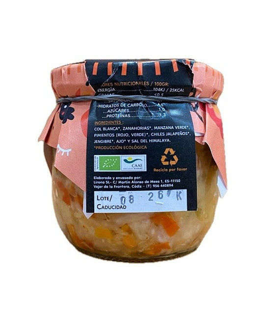 KIMCHI ECOLÓGICO VEJER 280 G | VEGETALES FERMENTADOS CRUDIVEGANO, SIN GLUTEN Y SIN PASTEURIZAR