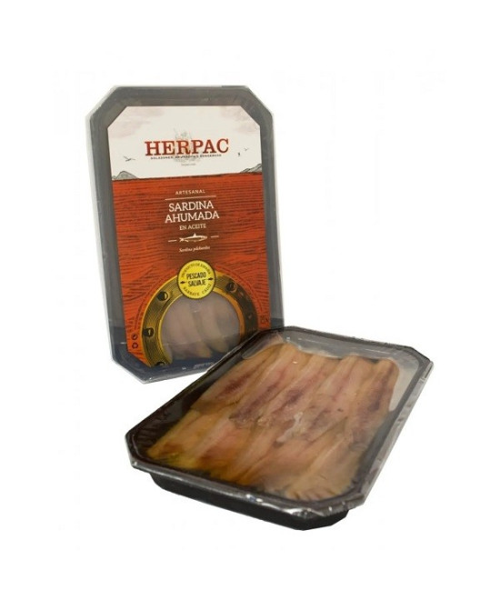SARDINAS AHUMADAS EN ACEITE BANDEJA 150g. HERPAC BARBATE