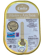 ANCHOAS DEL CANTÁBRICO 115G 10 FILETES CONSERVAS EMILIA EN ACEITE DE OLIVA SANTOÑA