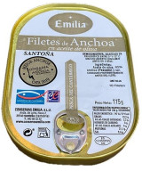 ANCHOAS DEL CANTÁBRICO 115G 10 FILETES CONSERVAS EMILIA EN ACEITE DE OLIVA SANTOÑA