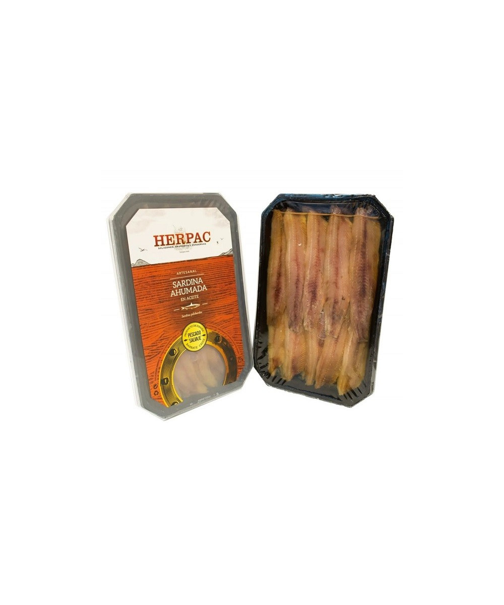 SARDINAS AHUMADAS EN ACEITE BANDEJA 150g. HERPAC BARBATE