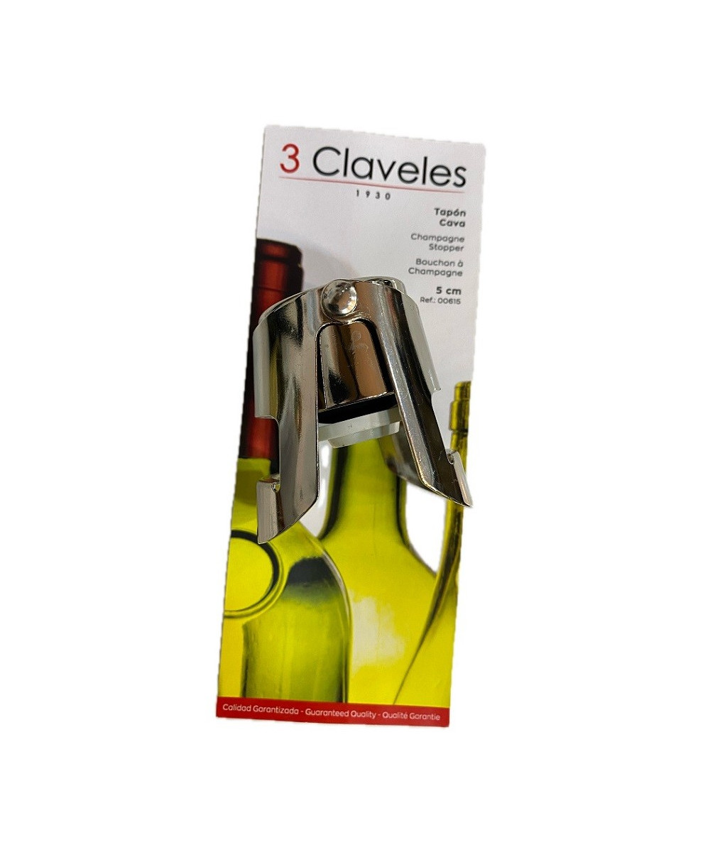 TAPÓN PARA CAVA 3 CLAVELES 5 CM – CROMADO DE ALTA CALIDAD PARA BOTELLAS DE ESPUMOSOS