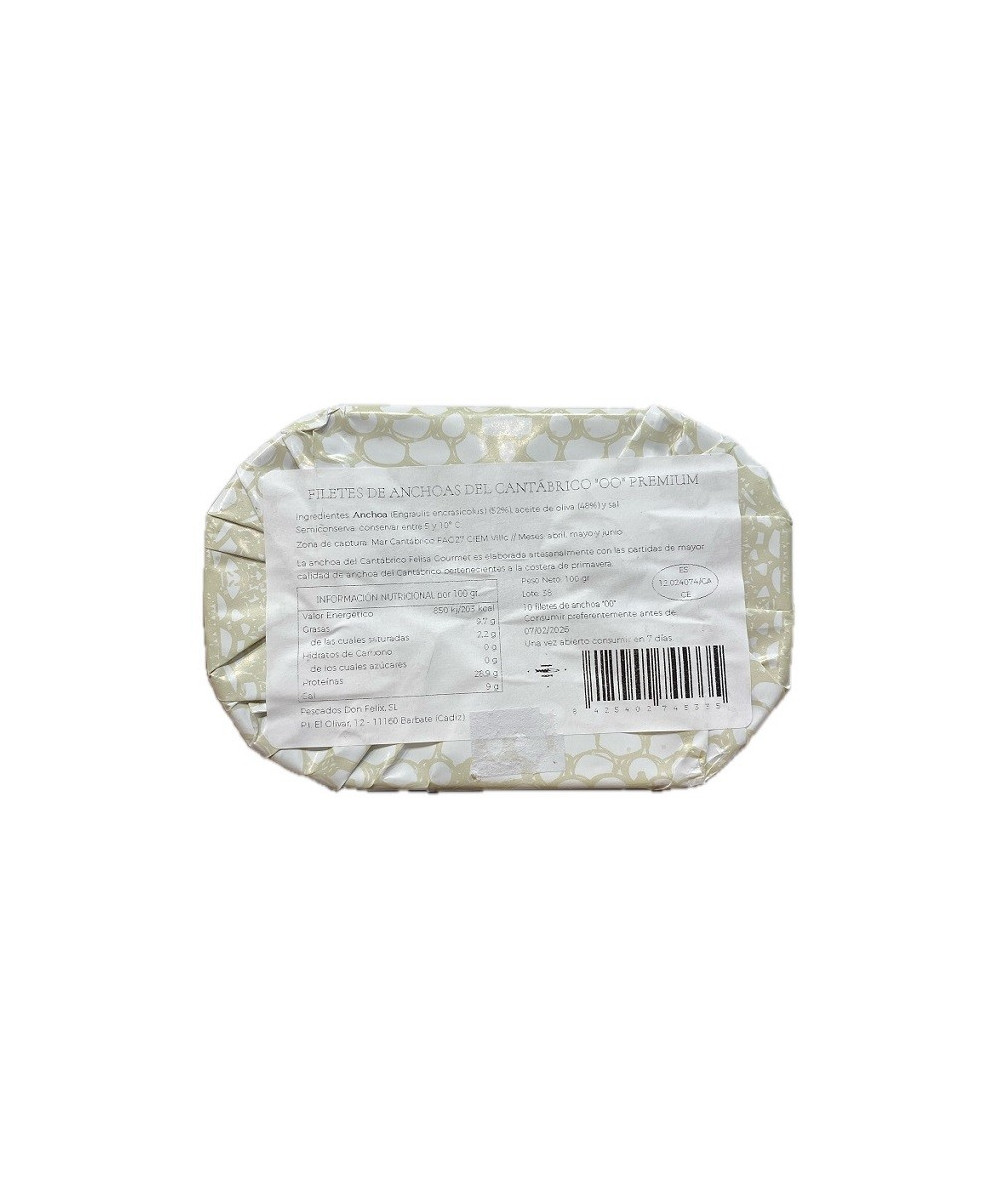 ANCHOAS DEL CANTÁBRICO "00" PREMIUM 100G 10 FILETES FELISA GOURMET BARBATE