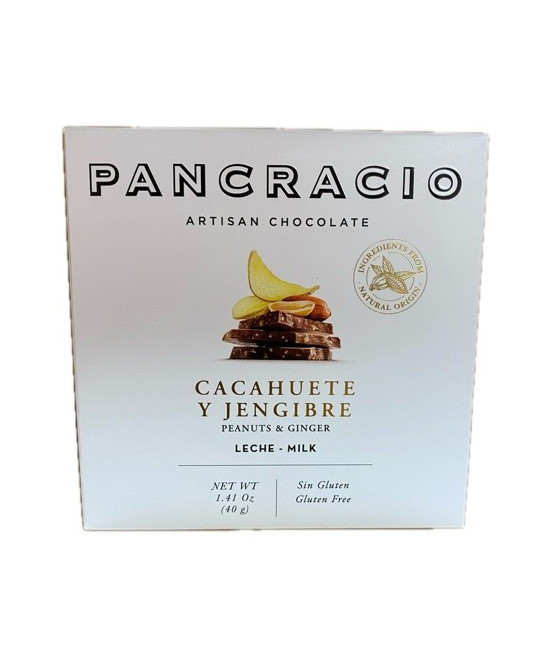 CHOCOLATE ARTESANO CACAHUETE Y JENGIBRE 40g PANCRACIO