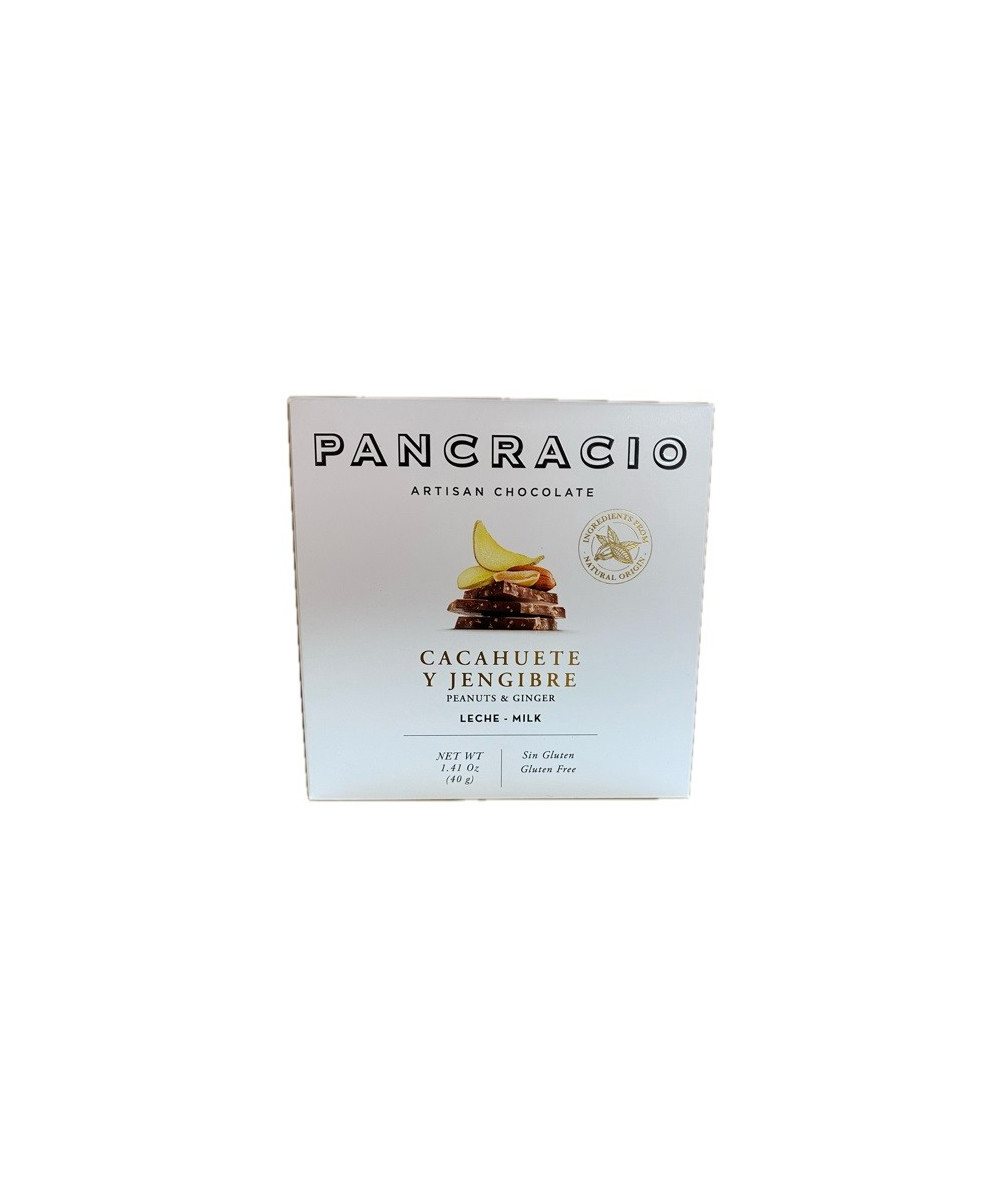 CHOCOLATE ARTESANO CACAHUETE Y JENGIBRE 40g PANCRACIO