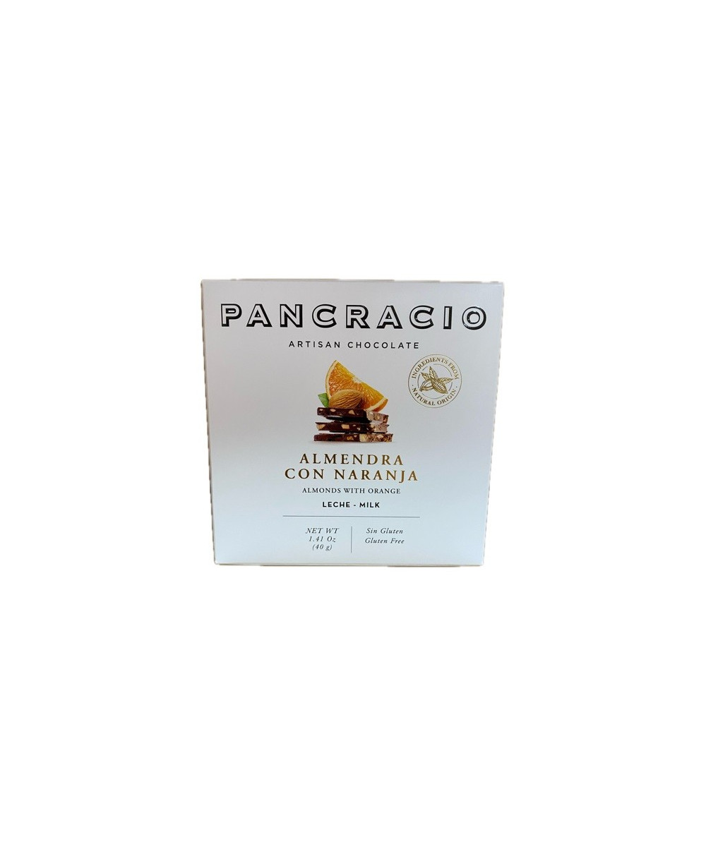 CHOCOLATE ARTESANO ALMENDRA CON NARANJA 40g PANCRACIO