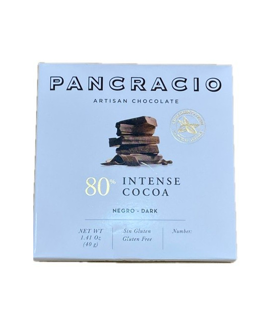 CHOCOLATE ARTESANO 80% INTENSE COCOA 40g PANCRACIO