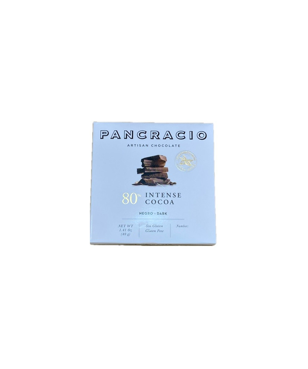 CHOCOLATE ARTESANO 80% INTENSE COCOA 40g PANCRACIO