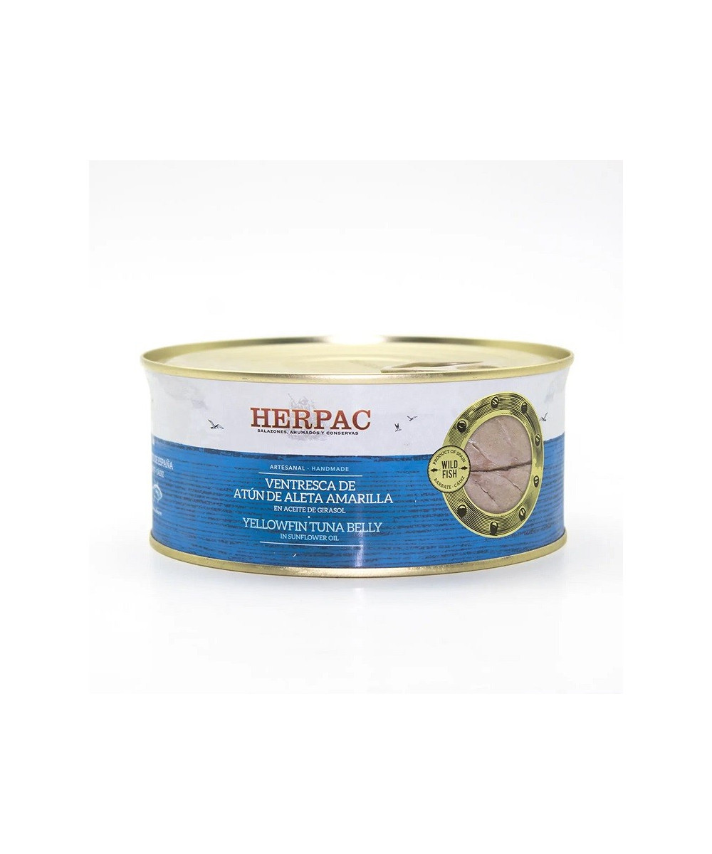 VENTRESCA DE ATÚN DE ALETA AMARILLA EN ACEITE DE GIRASOL LATA 1015g. HERPAC BARBATE