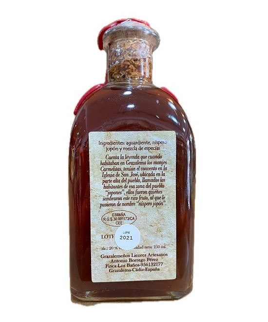 LICOR ARTESANO DE NÍSPERO JOPÓN 250ML – DESTILADO TRADICIONAL DE GRAZALEMA (CÁDIZ)