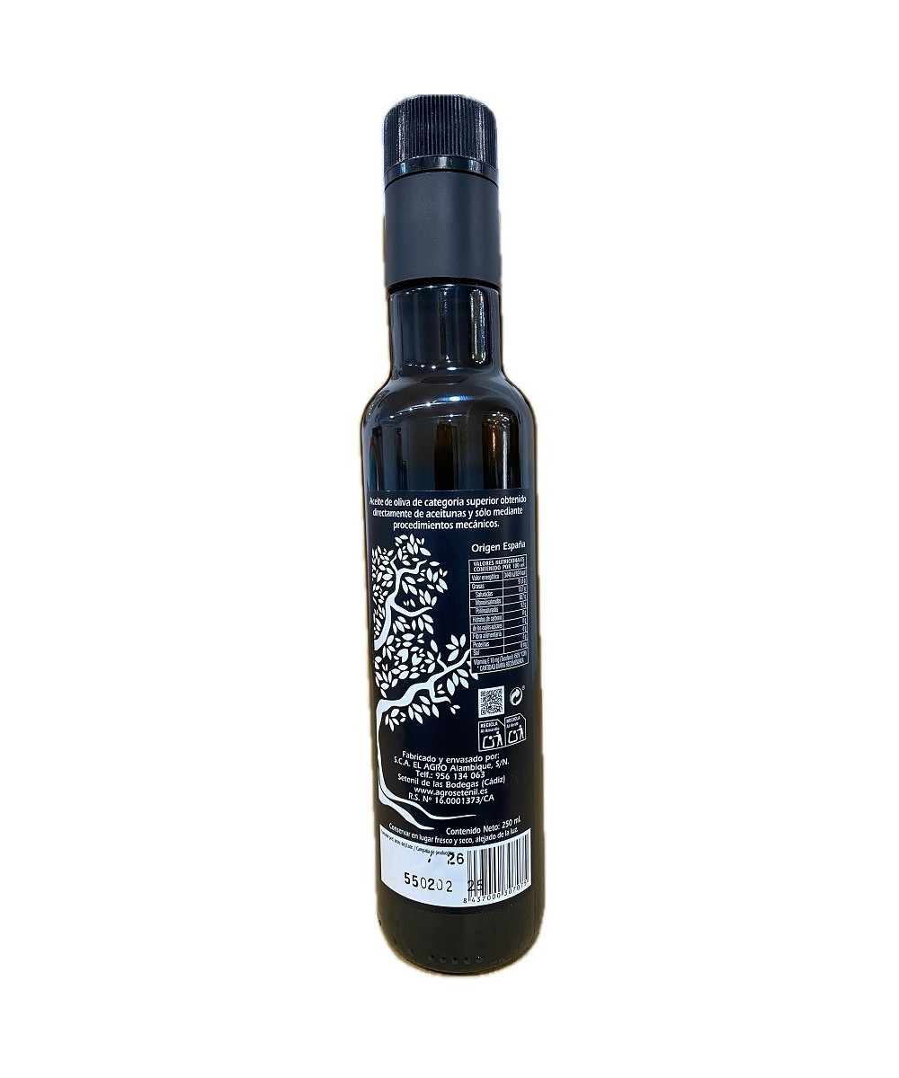 AOVE AGROSETENIL 250 ML BOTELLA CRISTAL – ACEITE VIRGEN EXTRA GOURMET DE CÁDIZ